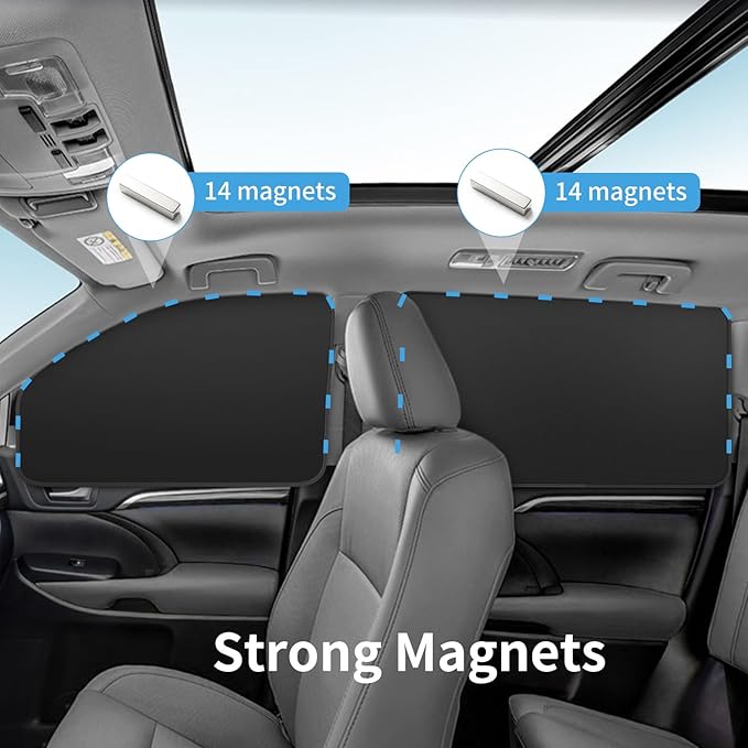 Car Curtains for Side Window - Thick Suede 4 Pcs Privacy Sun Shades Magnetic 100% Block Light Car Window Covers with Cooler Feeling (Ultra-Thick Suede, 4pcs)