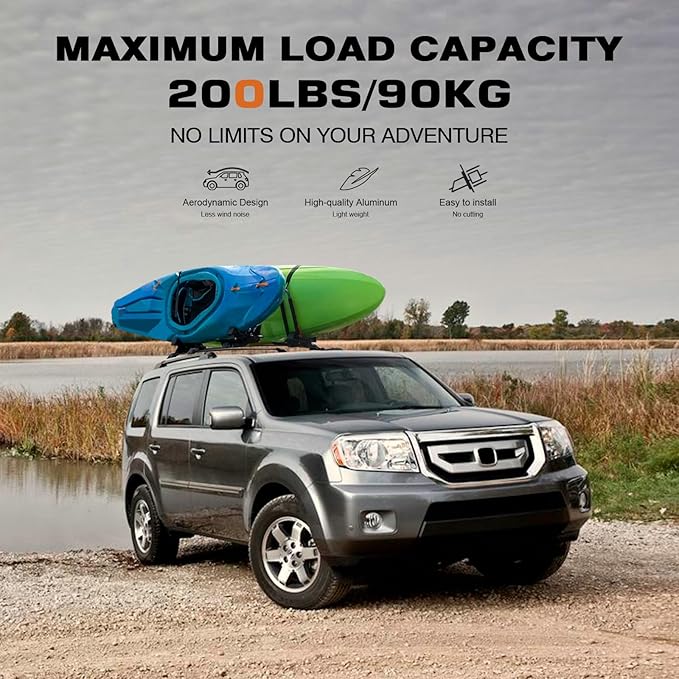 Wonderdriver Roof Rack Cross Bars Compatible with Honda Pilot 2009-2015 with Side Rails, Heavy Duty 200lb Aluminum Crossbars Rooftop Cargo Bag Kayak Luggage Carrier Canoe Kayak Cargo Accessories