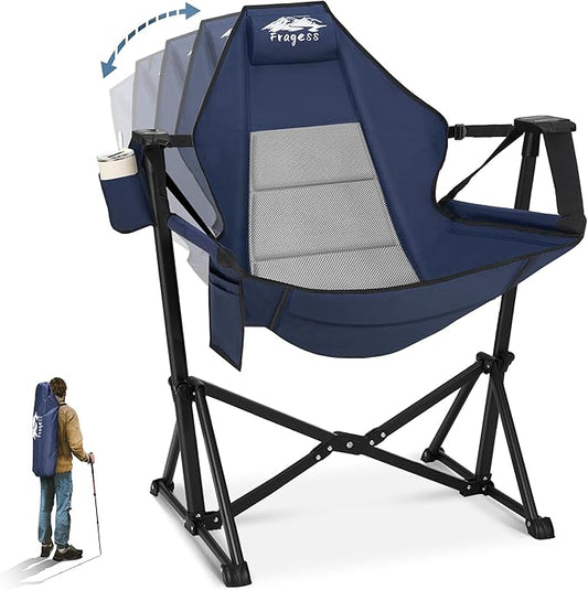 Fragess Portable Hammock Camping Chair with Adjustable Back, Folding Hammock Chair Supports 330lbs, Camping Swing Chair for Adults, Camping Hammock Chair for Lawn, Concerts, Backyard, Stargazer