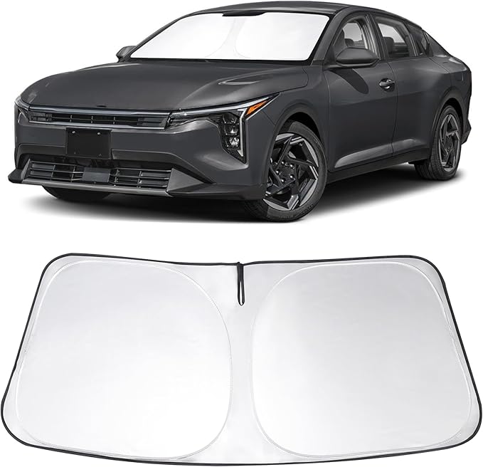 Windshield Sun Shade Custom Fit 2025 2026 Kia K4 Accessories Foldable Sunshade Front Window Shades Covers Protect Car from Sun Rays & Heat Damage Keep Car Cooler