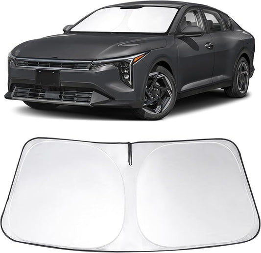 Windshield Sun Shade Custom Fit 2025 2026 Kia K4 Accessories Foldable Sunshade Front Window Shades Covers Protect Car from Sun Rays & Heat Damage Keep Car Cooler