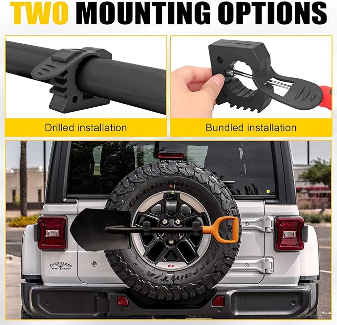 Quick Release Rubber Clamp Mount Shovel Axe Holder Mount Compatible With Truck Boats Trains Vans Or Wall Fits for 1-1/7'' to 1-3/7'' Diameter Tool Or Round Tube 13PCS