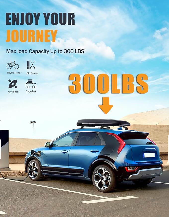KINGGERI 300lbs Roof Rack Cross Bars Compatible with Kia NIRO 2023 2024 2025 2026 with Flush Side Rails, Lockable Heavy Duty Aluminum Roof Rails Crossbars Rooftop Cargo Carrier Luggage Black