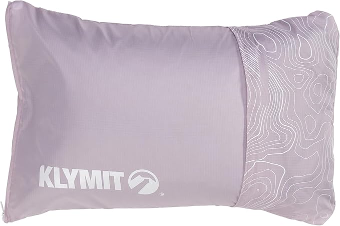 Klymit Drift Camping Pillow | Lightweight, Travel Head Rest for Sleep Filled with Shredded Memory Foam, Reversible Outer Cover for Extended Use, Large Size — Orchid