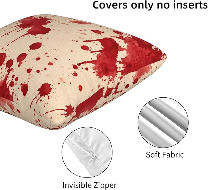 Blood Throw Pillow Covers 18x18 inch Set of 2 Halloween Pillow Case Cushion Cover for Home Sofa Couch Living Room Car Decor