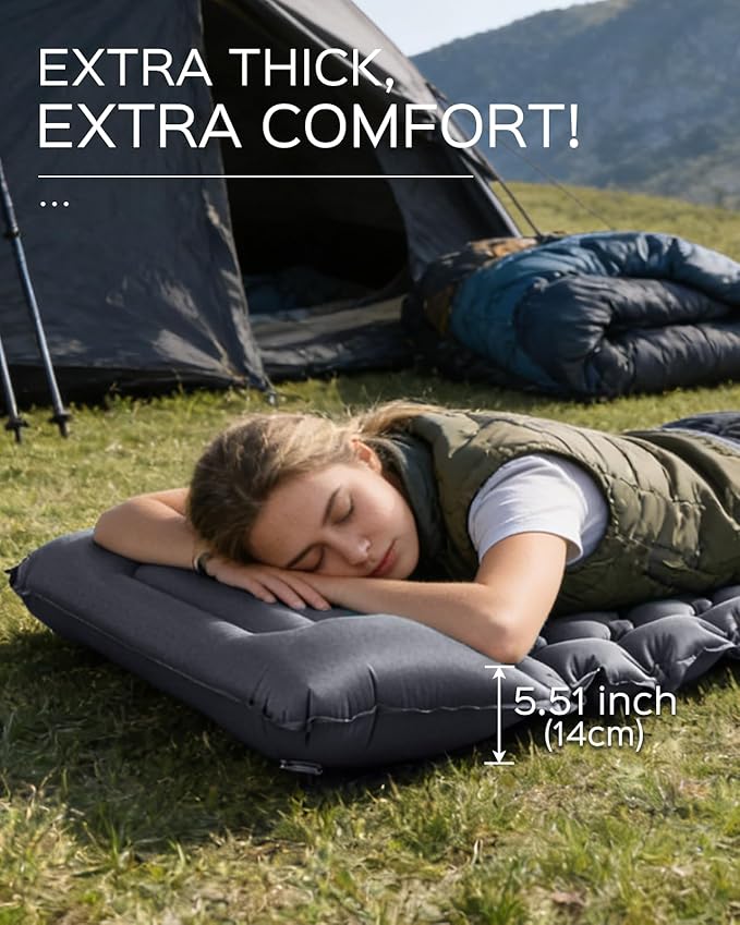 covacure Sleeping Pad - 3.9" Thick Sleeping Mats Camping with Built-in Foot Pump, Ultralight & Compact Air Mattress with Pillow for Backpacking, Hiking, Outdoor