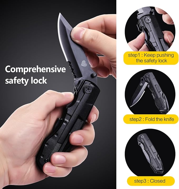 Unutes 14 in 1 Multitool Pocket Knife for Men, Tactical Multi-Tool Plier 9-in-1 screwdriver set with Nylon Sheath for Survival, Camping, Gifts Ideas for Dad, Husband