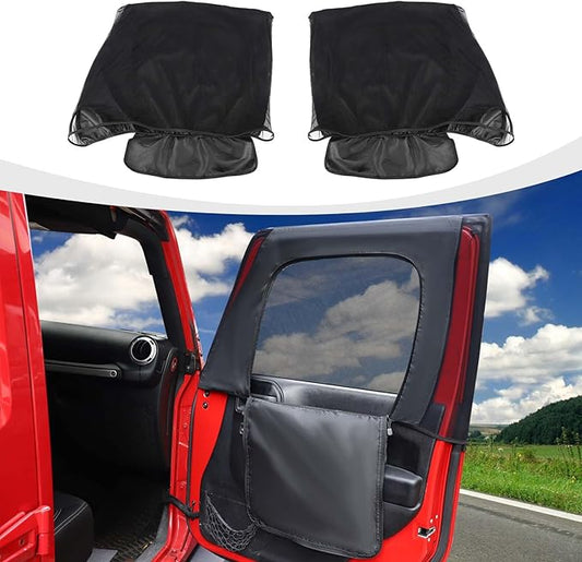 RAZPOY for Jeep Front Window Sun Shade, Window Screen Curtains Cover for Camping Compatible with 2007-2023 Jeep Wrangler JK JL & Gladiator JT, Side Curtain Nets