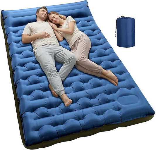 KASBAH Double Inflatable Camping Sleeping Pad,Thick 6 inch 2 Person Ultralight Sleeping Mat with Built-in Foot Pump and Pillow,Camping Essentials for Hiking,Backpacking,Traveling, Tent