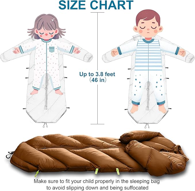 Walkable Toddler Sleeping Bags for Kids, Boys Girls (2T-4T) - Puffy Camping Sleeping Sack for Indoor, Outdoor, Travel, Sleepover, Slumber Party (up to 46 in)- Machine Washable, Lightweight