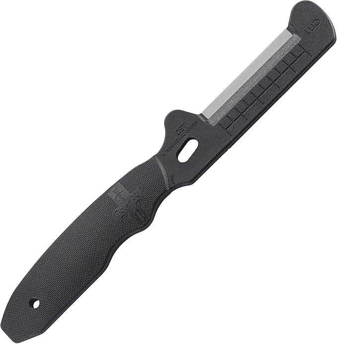 CRKT Combat Stripping Tool with Sheath: Emergency Trauma Tool, Flat Razor Blade to Slide Through Clothing and Gear, Oxygen Wrench, Poly Handle, Sheath 9860