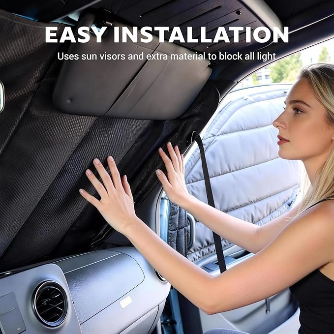 Extra-Thick Windshield Cover for Mercedes-Benz Sprinter 2007-2026 NCV3/VS30, Insulated Blackout Sunshade with XPE Foam & Thinsulate Cotton, Extended Edge Fit, AllSeasonGuard Pro