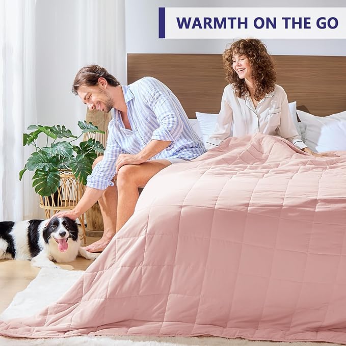 King Size Weighted Blanket for Adults (20 lbs, 80” x 87”, Pink Grey) Cooling Heavy Blanket for Sleeping Perfect for 190-210 lbs, Breathable Blanket for Adults & Couple All Season, Machine Washable
