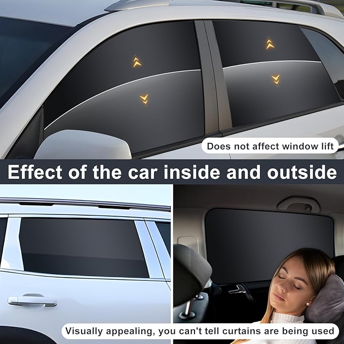 XCBYT Car Window Shades for Side Window - 4 Pack Magnetic Car Window Covers 99% UV and Glare Block Privacy Curtains for Breastfeeding, Napping, Dressing, Camping