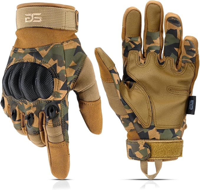 Glove Station Tactical Gloves for Men – Touchscreen Utility Gear with Hard Knuckle Protection Used in Motorcycle, Airsoft, Combat, Police, Shooting & Outdoor Work Camouflage - Hard Knuckle XX-Large