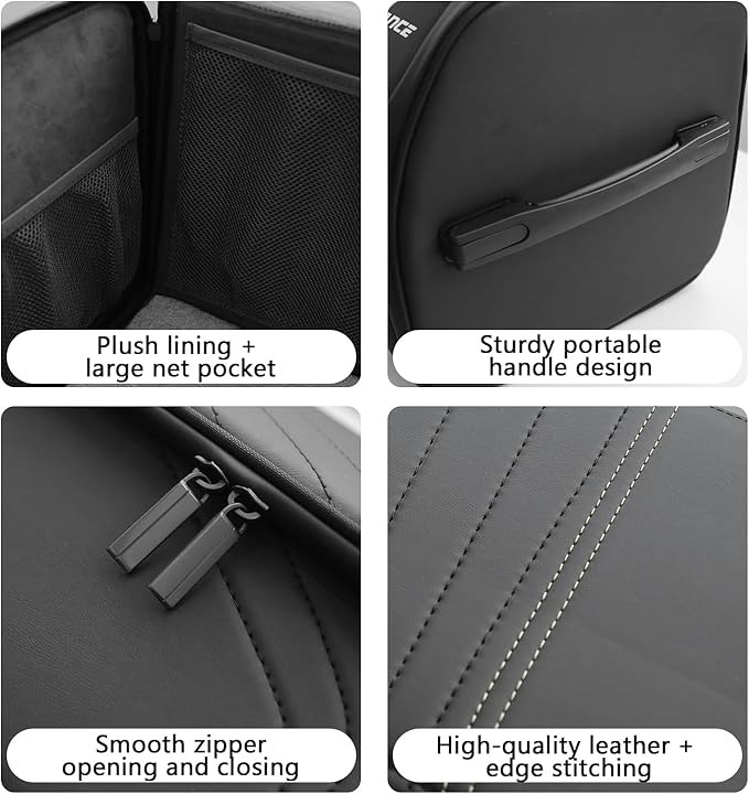 TOPABYTE Car Trunk Organizer with Lid and Sturdy Handle Foldable Durable Premium Leather Storage Box Cargo for BMW SUV Sedan Truck, Black