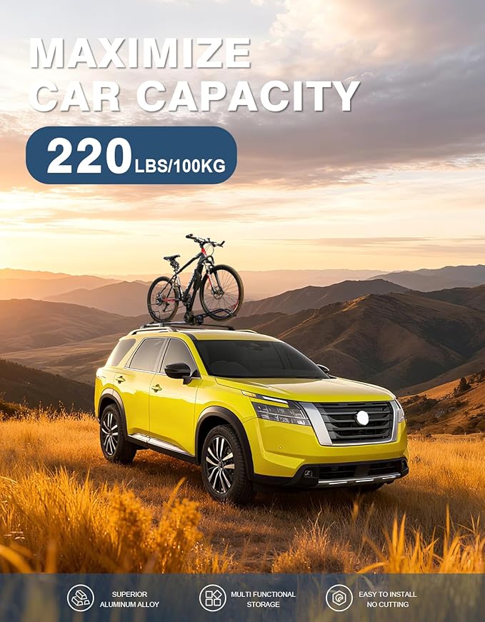 Roof Rack Cross Bars 220lbs Compatible with Nissan Pathfinder 2022 2023 2024 2025 SV SL Platinum with Raised Side Rails,Heavy Duty All-Metal Aluminum Crossbar Luggage Racks Roof Rails