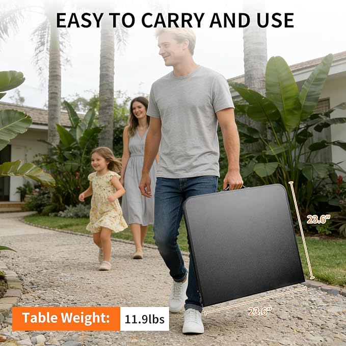 4FT x 2FT Folding Camping Table with Aluminum Alloy Legs, Adjustable Height Portable Outdoor Picnic Table for Camping, Travel, Parties, Kids Crafts, and Market Vendor Use