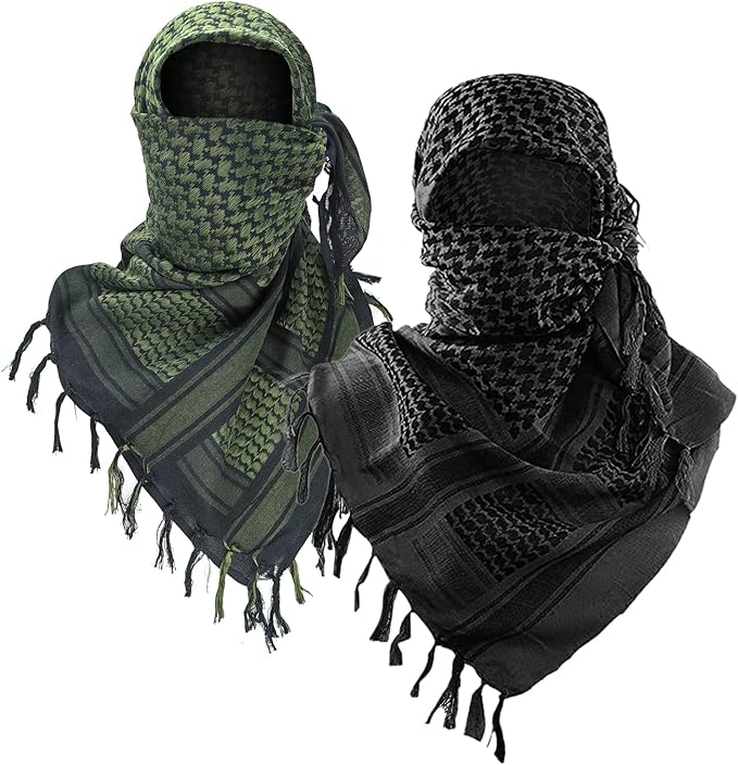 Luxns Military Shemagh Tactical Desert Scarf / 100% Cotton Keffiyeh Scarf Wrap for Men And Women