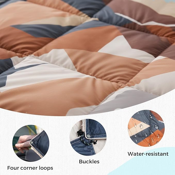 SUNNYFEEL Outdoor Camping Blanket,55"x79", Single-Sided Printed Polyester Camping Blanket for Traveling Hiking Picnic Stadium Beach Party,Mountains