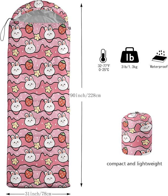 QOOMO Camping Sleeping Bags,3 Season Warm & Cool Weather,Lightweight,Waterproof Sleeping Bags for Adults & Kids,Traveling,and Outdoors,Camping Gear Equipment