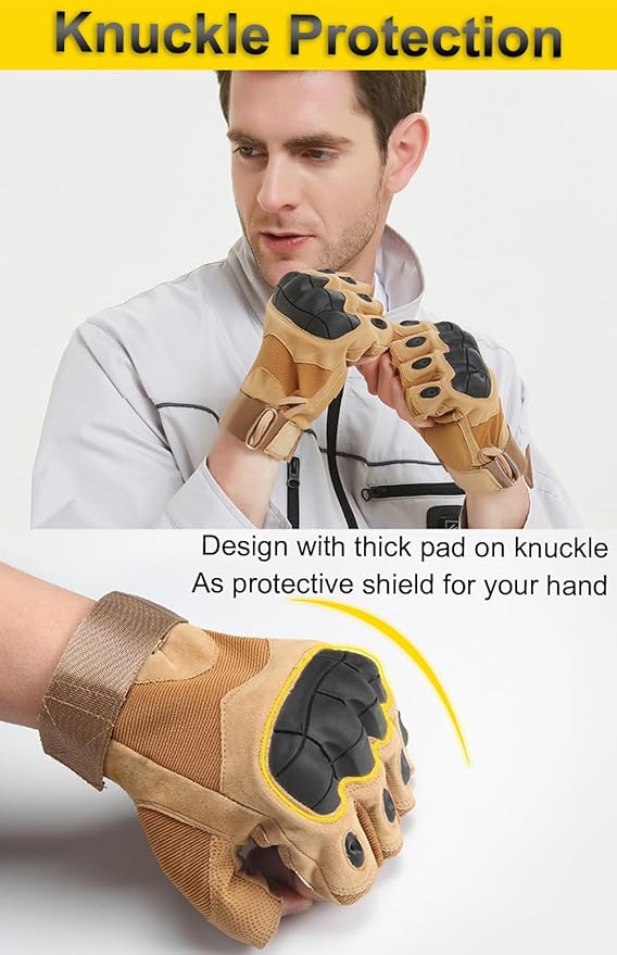 SUJAYU Outdoor Fingerless Gloves for Men - Driving, Hiking, Biking & Motorcycle Gloves