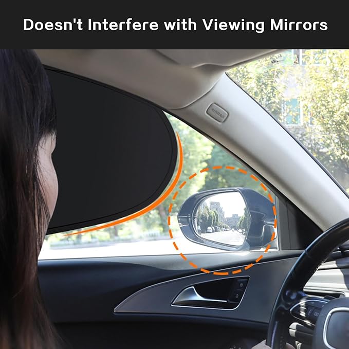 Car Window Shades, Electrostatic Adsorption Car Window Covers, Complete Blackout, UV Blocking, Suitable for Daily Travel, Family, Camping, Black