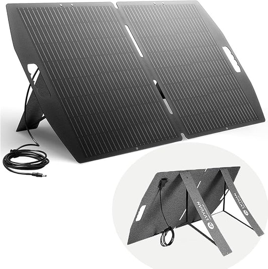 LVYUAN 100W Portable Solar Panel for Power Station, 18.5V Foldable Solar Panel 22.5% Mono Cell with ETFE, IP65 Waterproof with 4-in-1 Adapter Battery Charger for Outdoor Camping Van RV Trip