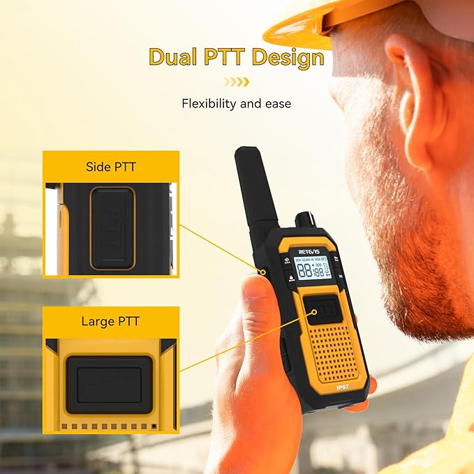 Retevis RB48 Heavy Duty IP67 Waterproof-Walkie Talkies,Covers up to 300,000 Square Foot-Business 2 Way Radios for Manufacturing Warehouse Construction Jobsite-Radios and 6-Way-Charger Bundle (20 Pack)