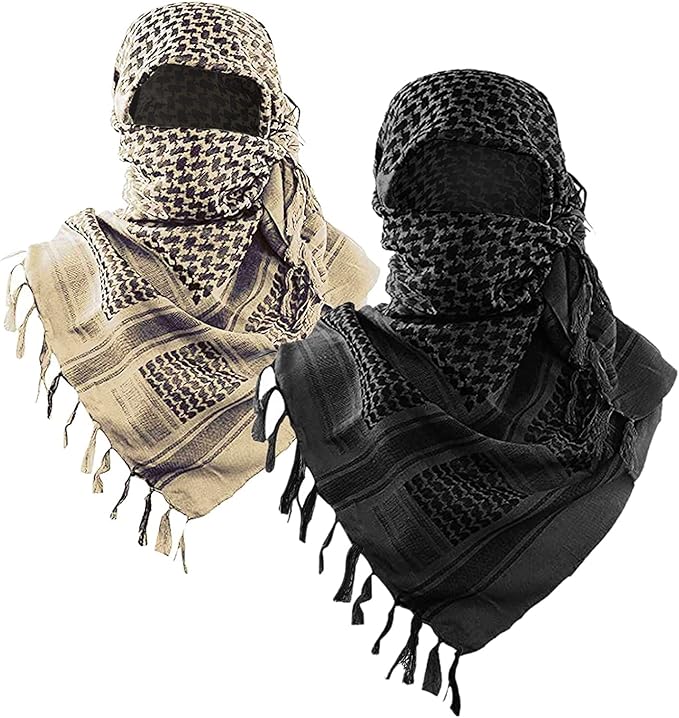 Luxns Military Shemagh Tactical Desert Scarf / 100% Cotton Keffiyeh Scarf Wrap for Men And Women