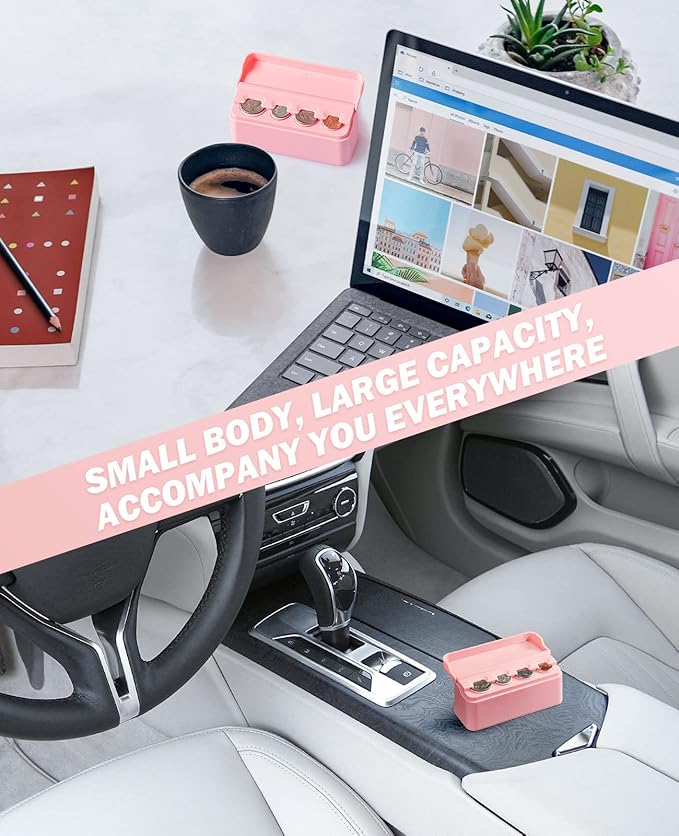 JOYTUTUS Coin Holder for Car Change Organizer Universal Storage Coin Money Dispenser Fit for Most Car Trucks Accessories(Pink, 1 Pack)