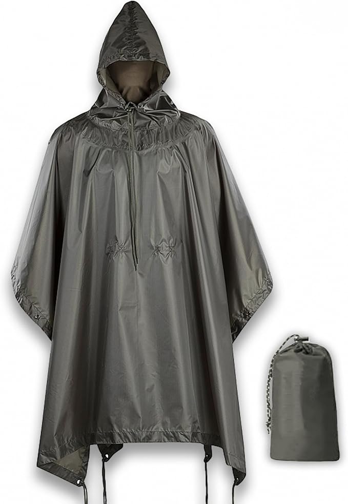 M-Tac Tactical Rain Poncho - Army Military Poncho Shelter - Waterproof Ripstop Camping Hiking Outdoor Hunting Rain Ponchos