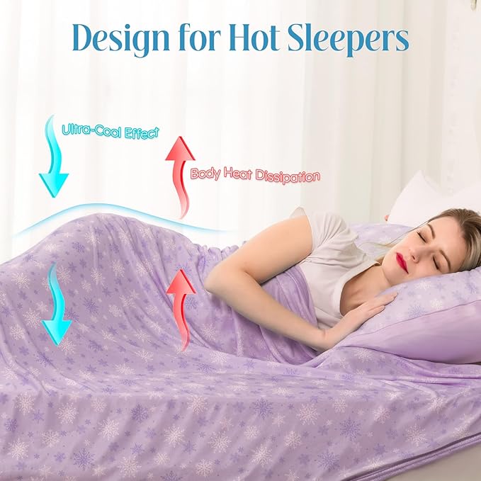 OIGAE Cooling Blanket for Hot Sleepers - Soft & Lightweight Summer Cold Blanket for Night Sweats | Perfect for Bed, Couch, Sofa (Purple, Twin 60" x 80")