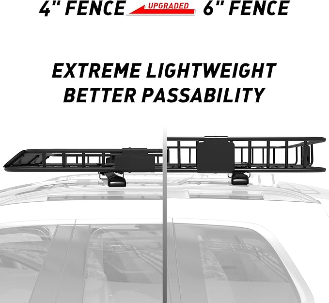 Wildroad Car Roof Cargo Carrier Combo - Upgraded 84"x 39"x 4" Roof Rack Basket, Super Duty Bungee Net. Universal Car Top Luggage Holder Fits SUV, Truck, Cars