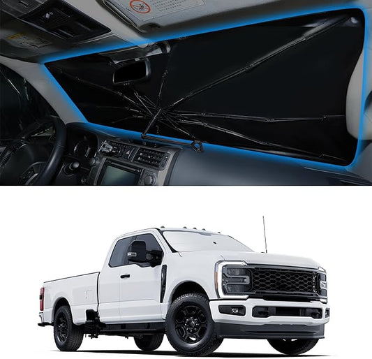 Windshield Sun Shade Umbrella Custom Fit for 2017-2022 Ford Super Duty F250 F350 F450 F550 Accessories Front Window Sunshade Keep Car Cooler