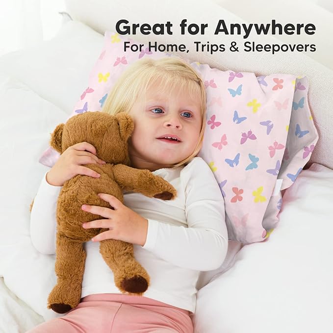 KeaBabies Toddler Pillowcase 13"x18" - Organic Cotton Toddler Pillowcase for Kids, Boys, Girls, Soft & Durable Cotton Cover for Miniature Sleepy Pillows, Cute Colors, Pillow Sold Separately (Flutter)