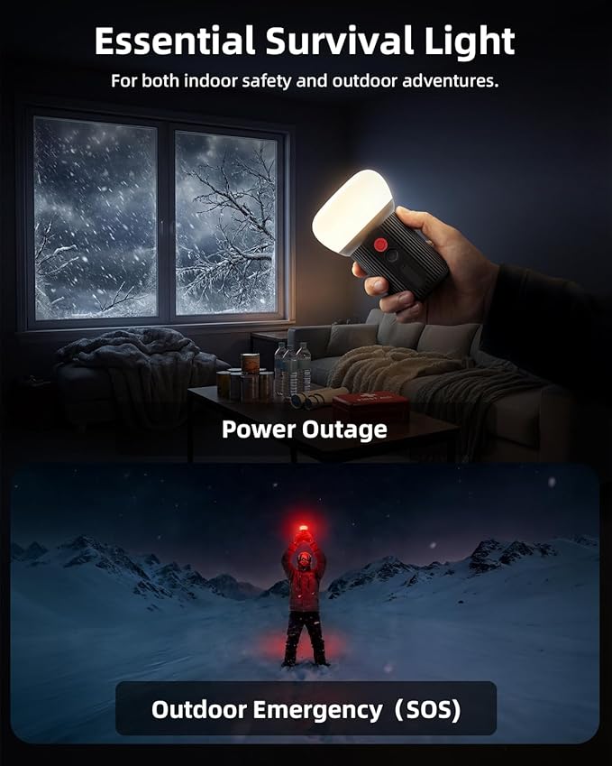 EZVALO LED Rechargeable Camping Lantern, 6000mAh Emergency Outdoor Tent Light for Camping, IPX5 Water Resistant Portable Tent Lantern for Hiking, Backpacking, Fishing, Hurricane, Outages (Black)
