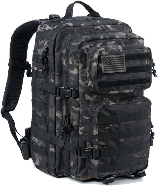 REEBOW GEAR Military Tactical Backpack for Men Large Army 3 Day Assault Pack Molle Bag Backpacks (Camo Black)
