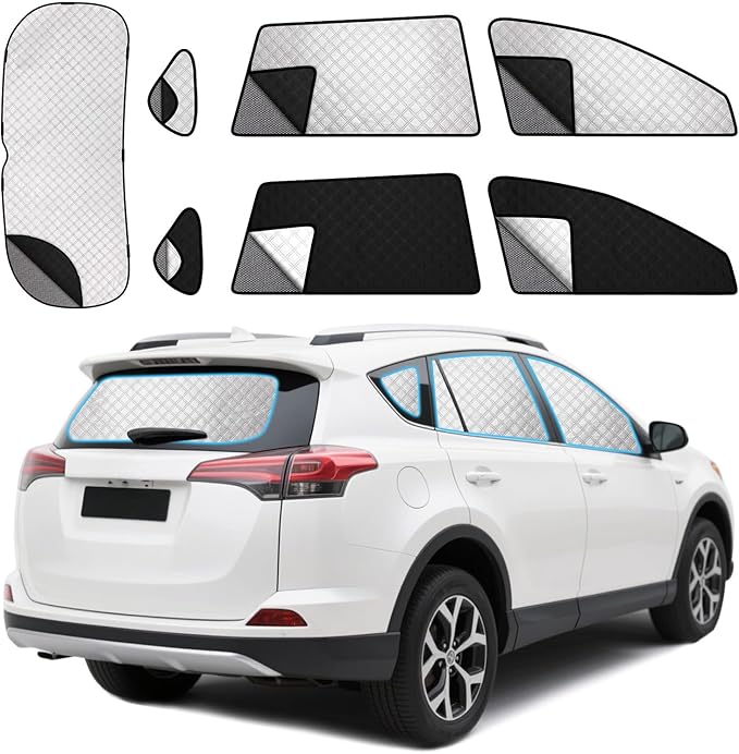 ZATOTOO Car Window Shades for Toyota RAV4 2019-2024 Sun Shade for Side Window & Rear Windshield Window Double Layer for Privacy Protection UV Heat Insulation for Camping Parking(No Front Windshield)