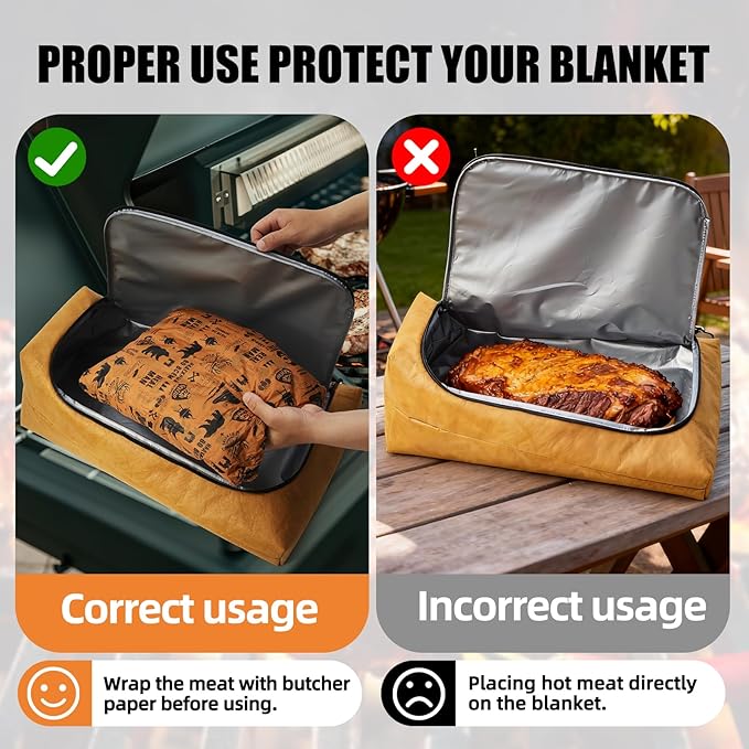 270° Opening BBQ Blanket for Resting Meat, Insulated Leak-Proof Meat Resting Bag for Brisket Turkey Pork, Smoker Accessories for Kitchen Party Camping , Anniversary Birthday Gift for Men Dad Husband