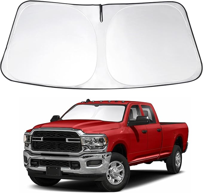 Windshield Sun Shade Custom Fit 2010-2023 2024 2025 2026 Dodge RAM 2500 3500 Accessories Foldable Sunshade Sun Blocker Protect Car from Heat Damage