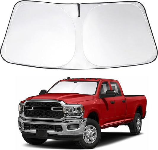 Windshield Sun Shade Custom Fit 2010-2023 2024 2025 2026 Dodge RAM 2500 3500 Accessories Foldable Sunshade Sun Blocker Protect Car from Heat Damage