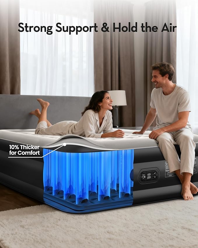 OhGeni Air Mattress Full with Built in Pump, 20" Raised Inflatable Blow up Mattress, Family Choice Award Winner, Portable Foldable Bed with Upgraded Surface for Home & Camping, 600 lbs