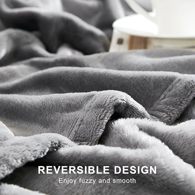 Hansleep Fleece Blanket Twin Size Grey, Soft Cozy Twin Blanket, Fuzzy Flannel Blanket for Bed, Sofa, Couch, Travel, Camping, 60 x 80 Inches