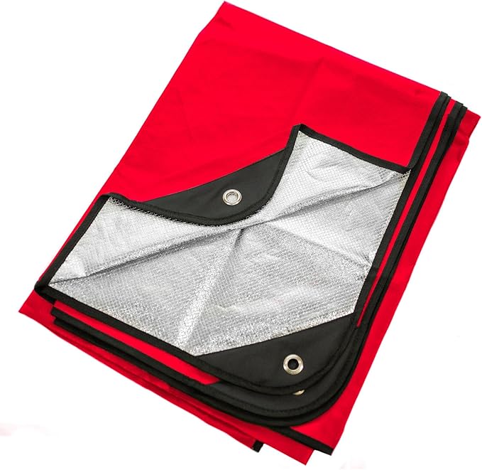 Arcturus All-Weather Outdoor Survival Blanket, Thermal Emergency Blanket, Reflective Heat Tarp with Grommets, Lightweight for Camping, Backpacking, Hiking & Emergency Car Kits, Red, 60x82in