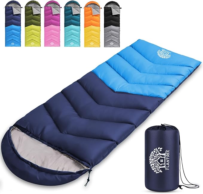 Sleeping Bag 4 Seasons Adults & Kids for Camping Hiking Trips Warm Cool Weather,Lightweight and Waterproof with Compression Bag,Indoors Outdoors Activities