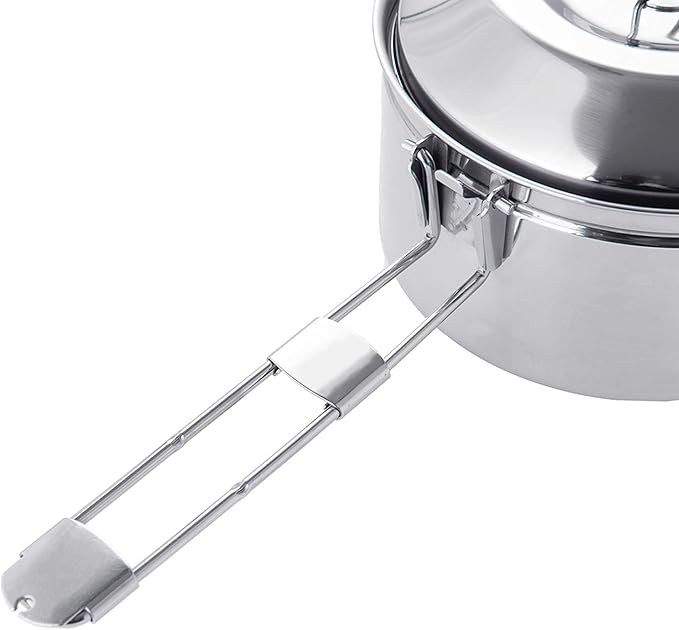 Fire-Maple Antarcti 1.0 Liter Stainless Steel Camping Bowls with Locking Lid, Camping Cook Pot Folding Handle