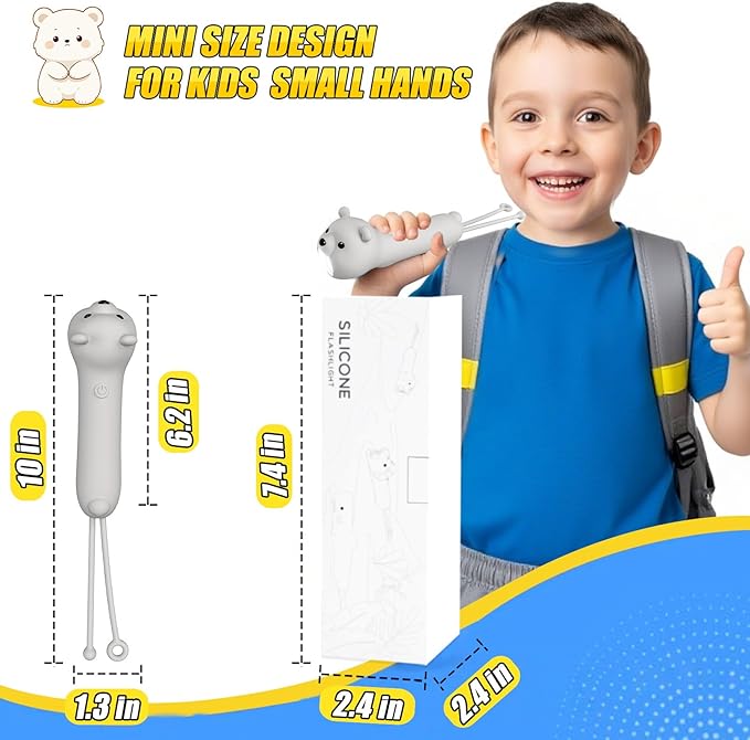 Teprewes Polar Bear Outdoor Kid's Flashlight Rechargeable, Led Flashlight, Fun and Lightweight Kid Flashlight Suitable for Camping and Outdoor Exploration, Dog Walking, Birthday Gift