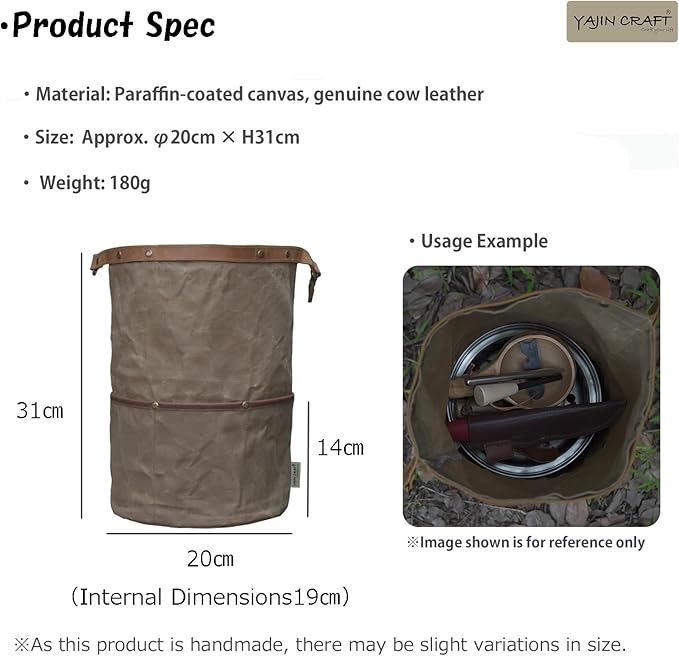 Camping Cookware Storage Bag, Canvas Camp Kitchen Organizer for Cooking Utensils, Pots, Pans & Mess Kit – Heavy-Duty Water-Resistant Outdoor Storage Case L