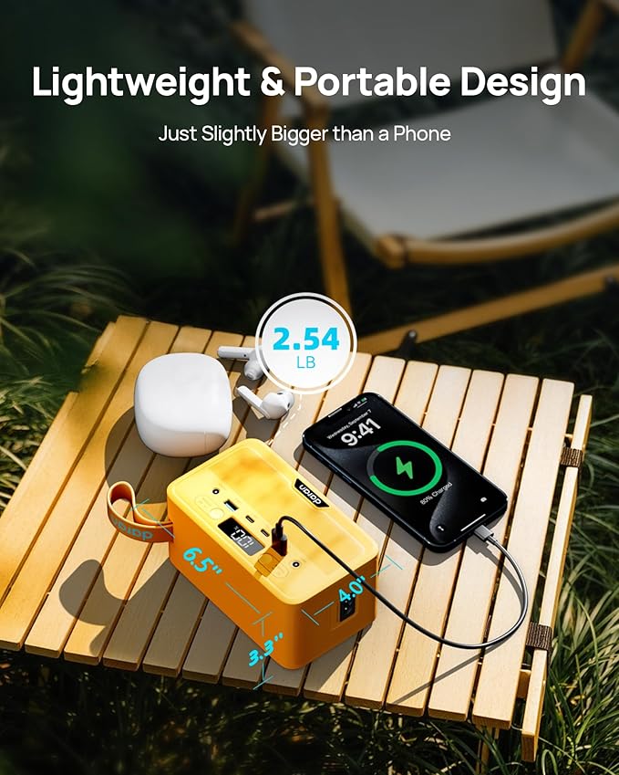Portable Power Station 100W 89.6Wh, Lightweight 2.54lb Solar Generator with USB-A 18W/15W & USB-C 45W/15W 40W AC/Solar Recharge for Camping Travel Drone Camera Mini Fan & Outdoor Emergency Backup
